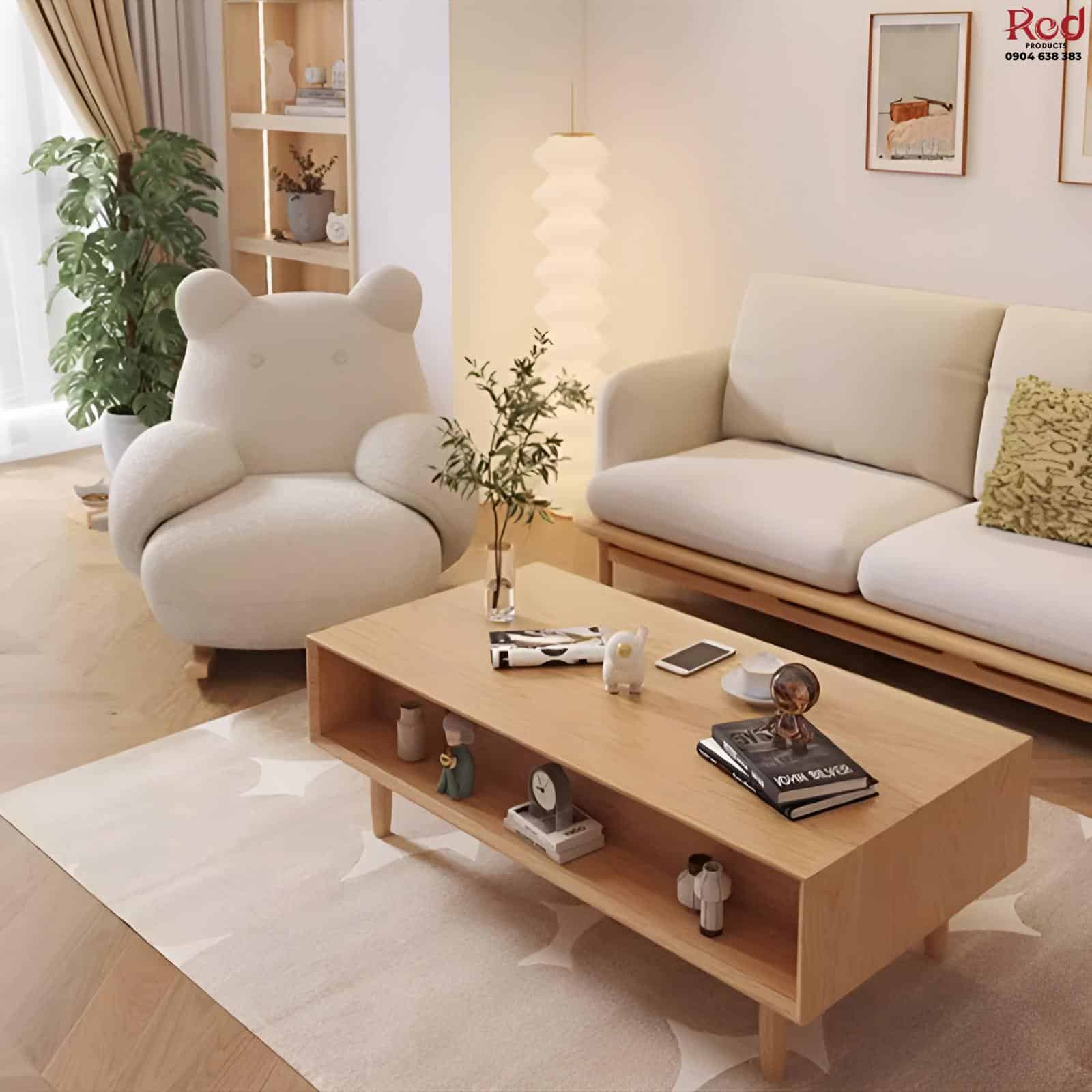 Ghế sofa bập bênh thư giãn bọc nhung cừu kèm đôn SF019 9