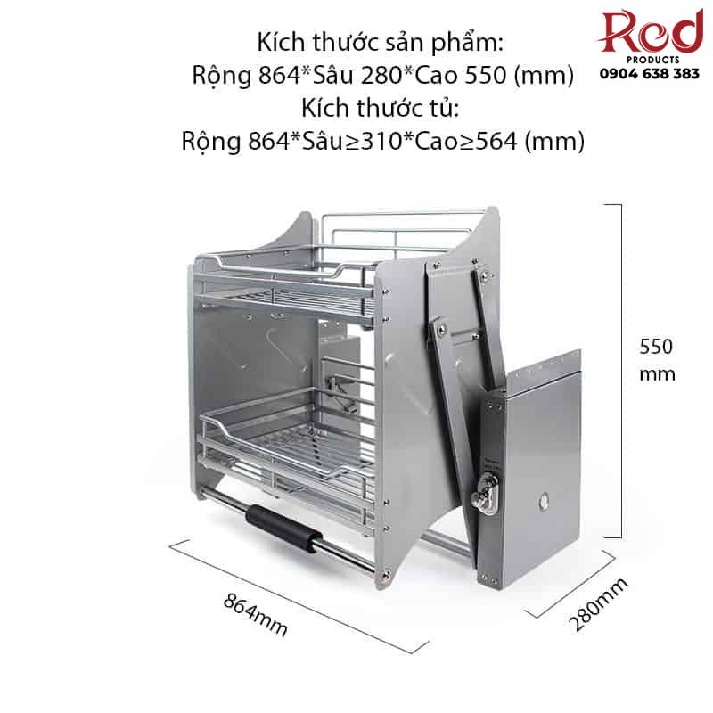 Giá để chén dĩa nâng hạ 2 tầng âm tủ BTC-7508 10