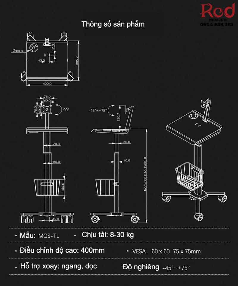 Giá đỡ laptop và tablet di chuyển nâng hạ tự đông MGS-T 11