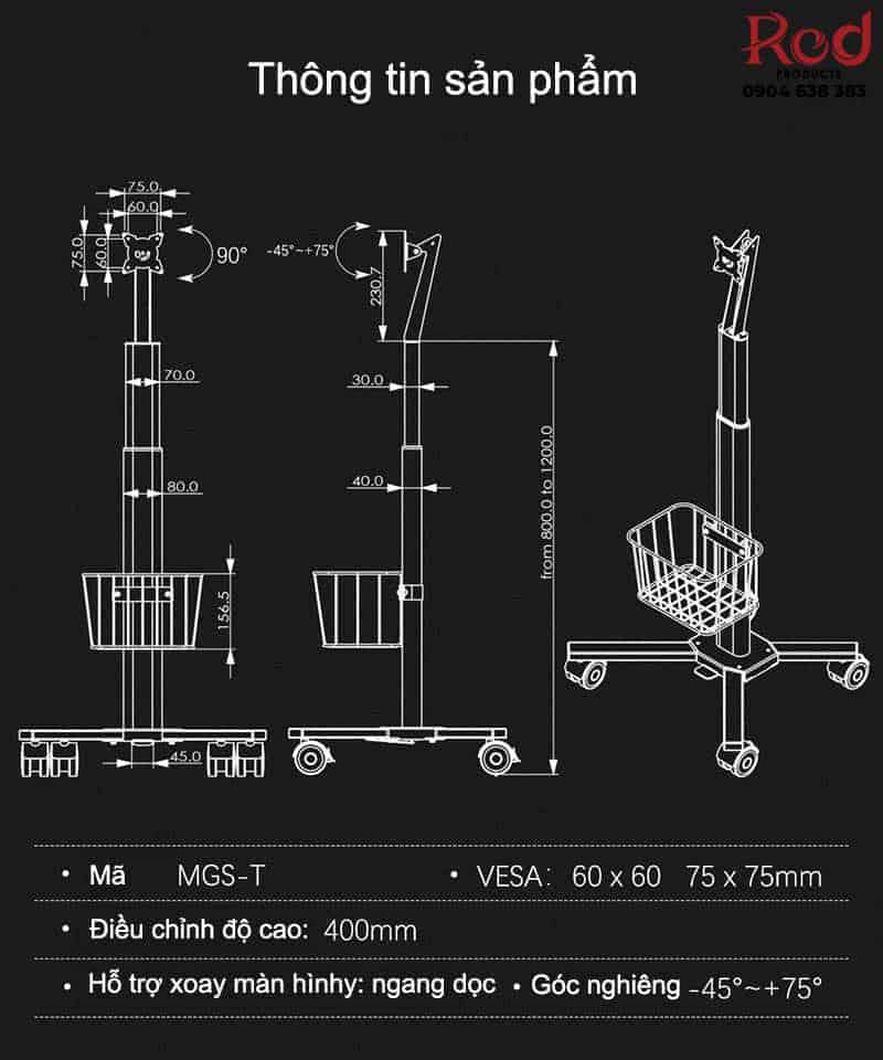 Giá đỡ laptop và tablet di chuyển nâng hạ tự đông MGS-T 13