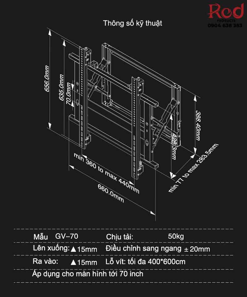 Gía đỡ TV gắn tường 70 inch chịu tải 50 kg GV-70 18