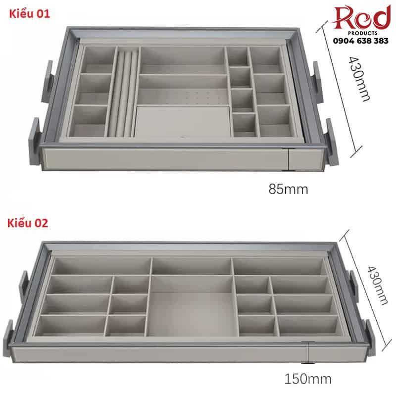 Giá đựng đồ trang sức âm tủ ray giảm chấn RB3674 12