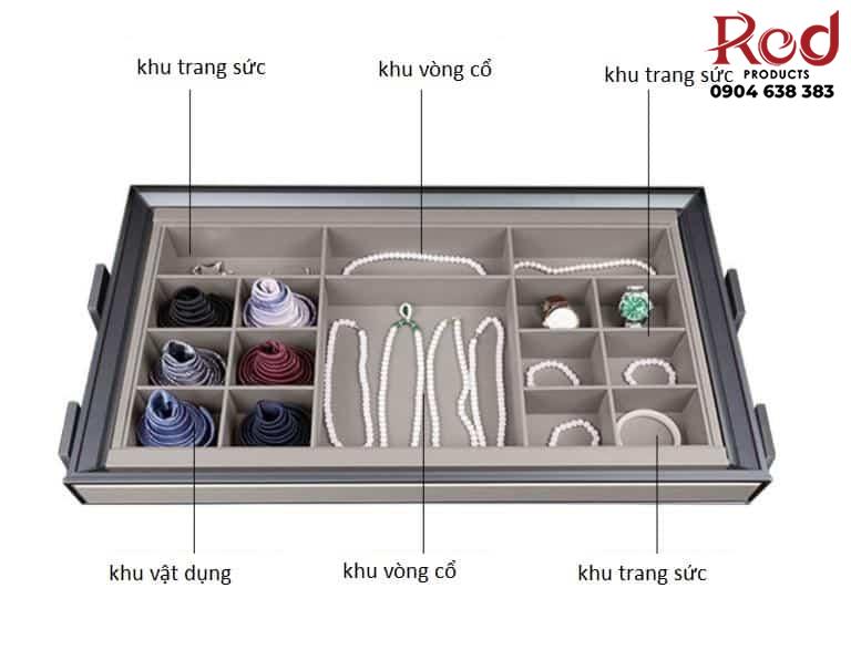 Giá đựng đồ trang sức âm tủ ray giảm chấn RB3674 6