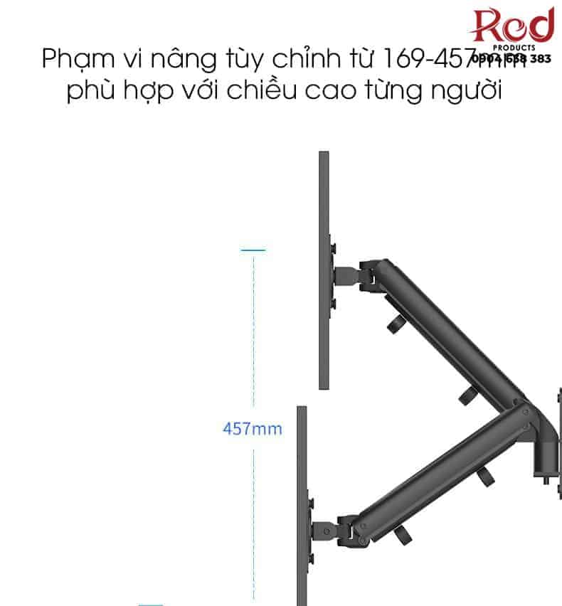 Giá treo 2 màn hình máy tính gắn tường BM1276 9