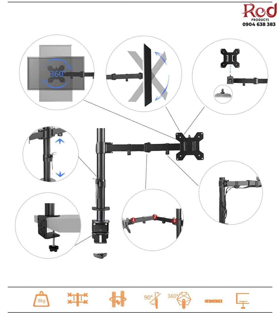 Giá treo màn hình máy tính gắn bàn BM8853 9