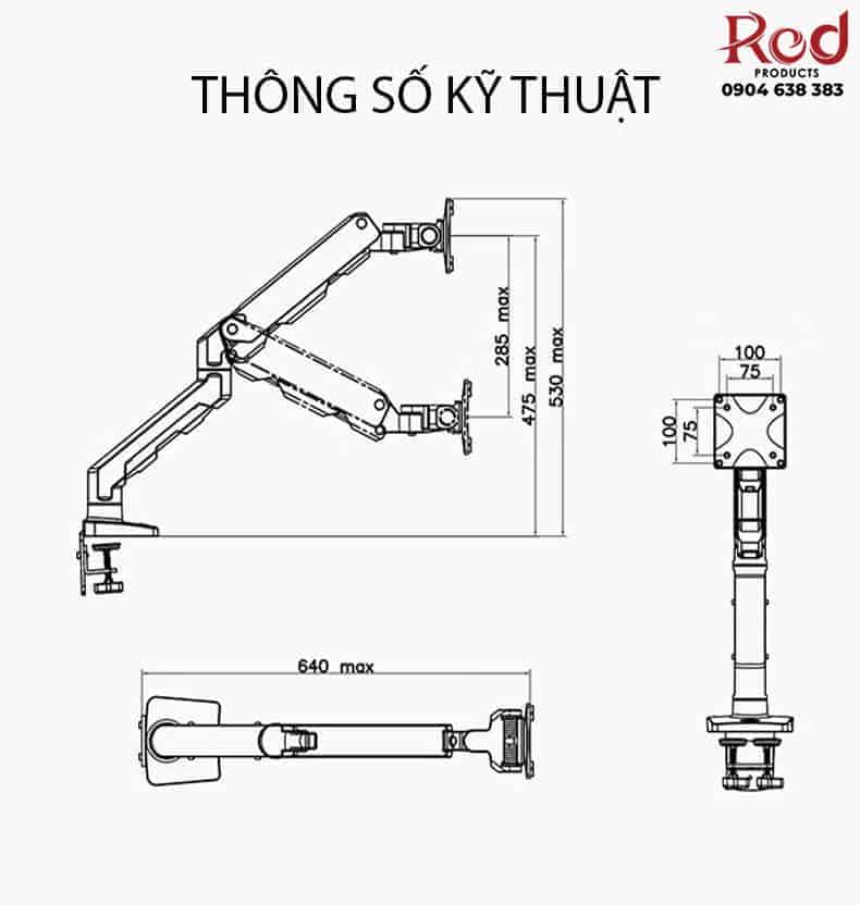 Giá treo màn hình máy tính gắn bàn North Bayou G50 12