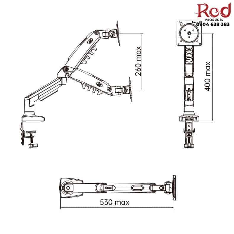 Giá treo màn hình xoay 360 độ North Bayou F80 13