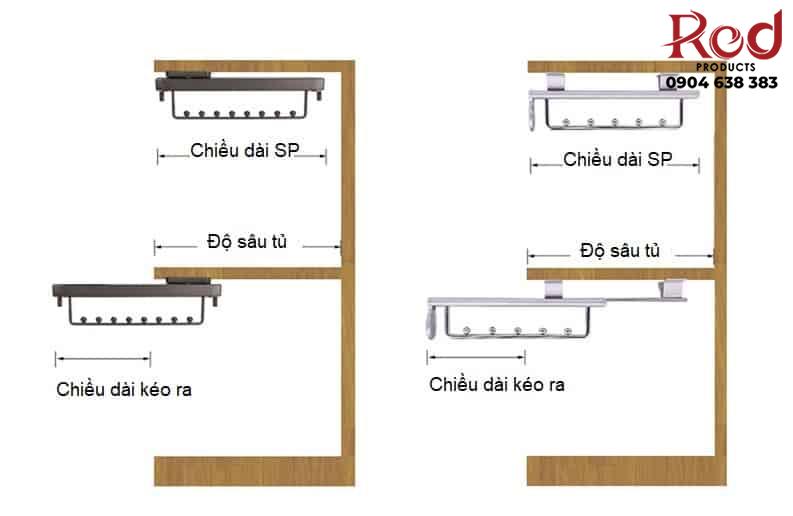 Giá treo quần áo ray trượt giảm chấn HL8277A 7