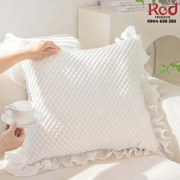 Gối tựa lưng sofa cotton xốp viền ren hoa YY0105 10