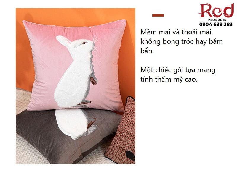 Gối tựa lưng vải nhung họa tiết thêu nổi HL8659 8