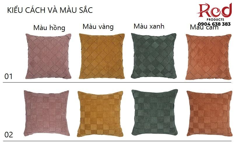 Gối tựa sofa kẻ caro đan thủ công đa màu sắc HL0967 12