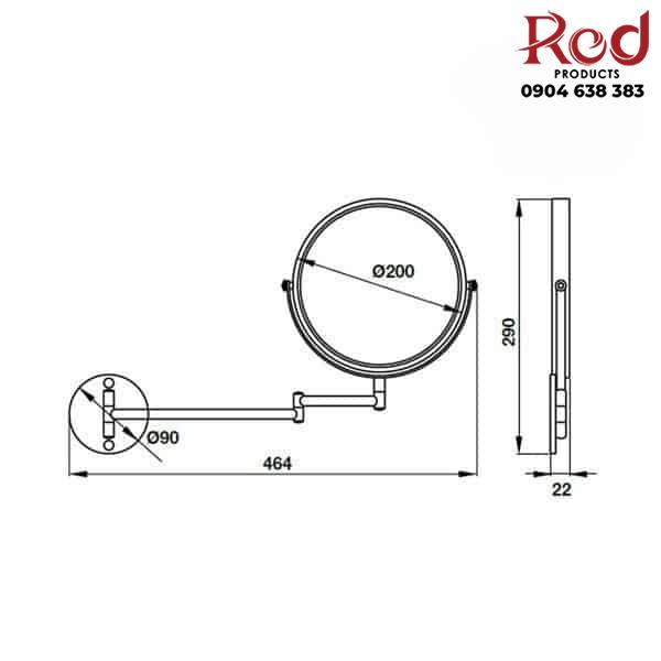 Gương tròn phóng đại 200 Hafele 495.81.005 20