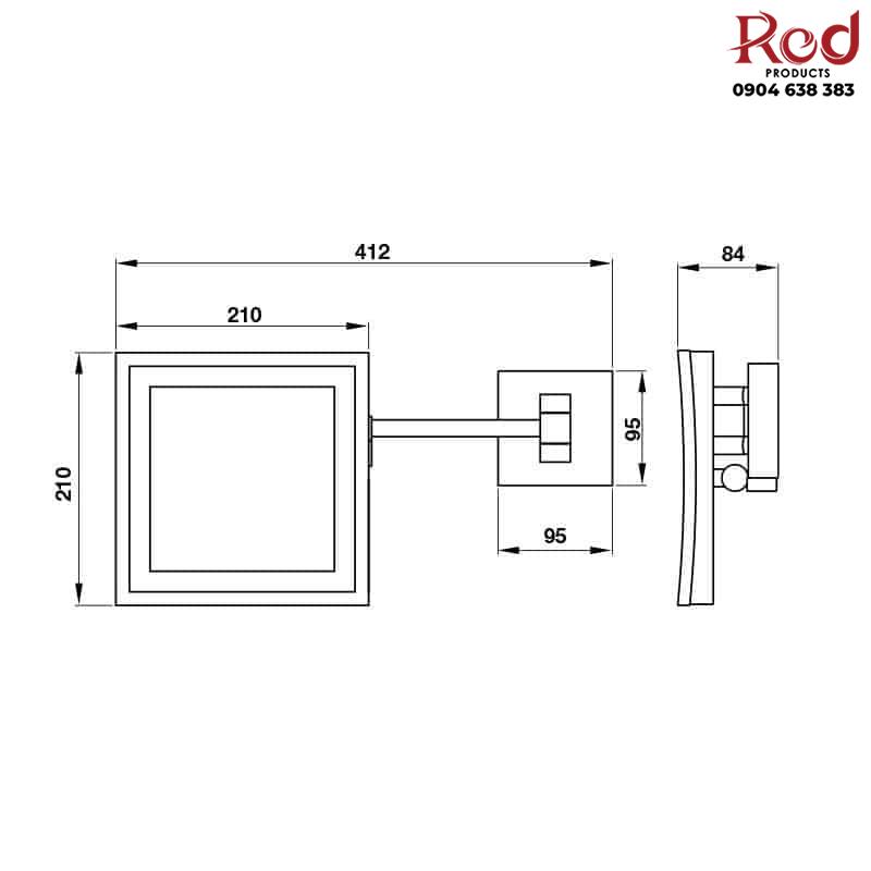 Gương vuông phóng đại có đèn LED Hafele 495.81.006 5
