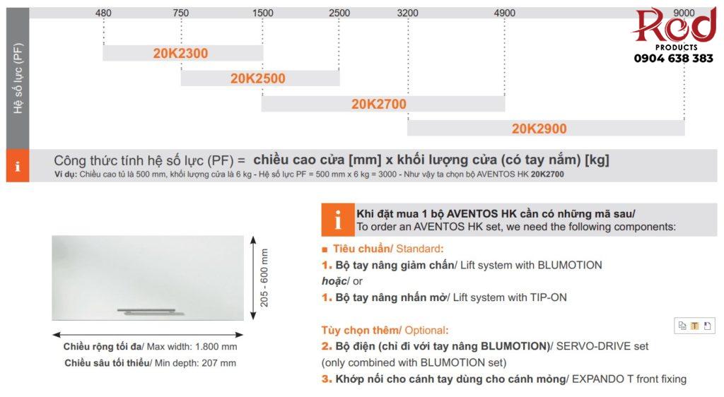 Bộ tay nâng Aventos HK-S nhấn mở TIP ON 20K2E01T 1