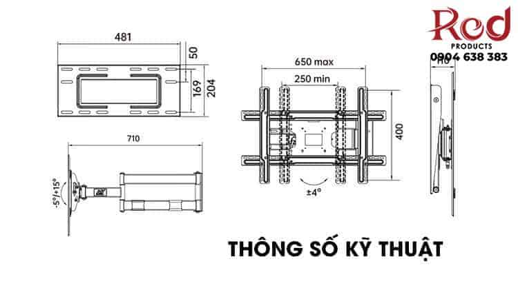 Kệ treo tivi xoay gắn tường North Bayou SP2 11