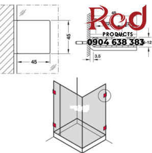 Kẹp kính 90 độ kính-tường không có bas HAFELE 499.05.816 3