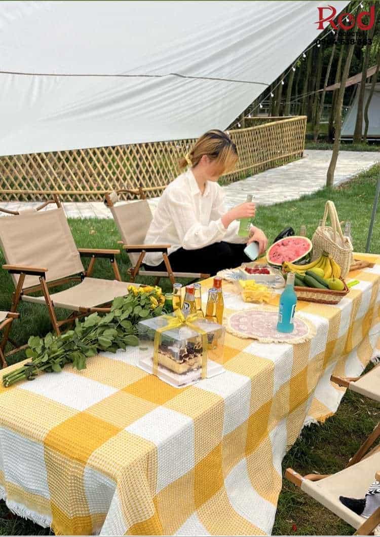 Khăn trải bàn picnic dã ngoại sọc vuông Waffle YY2702Y 14