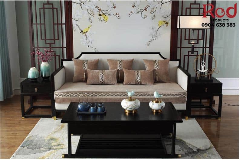 Khăn trải sofa màu cà phê họa tiết chữ V HEP02