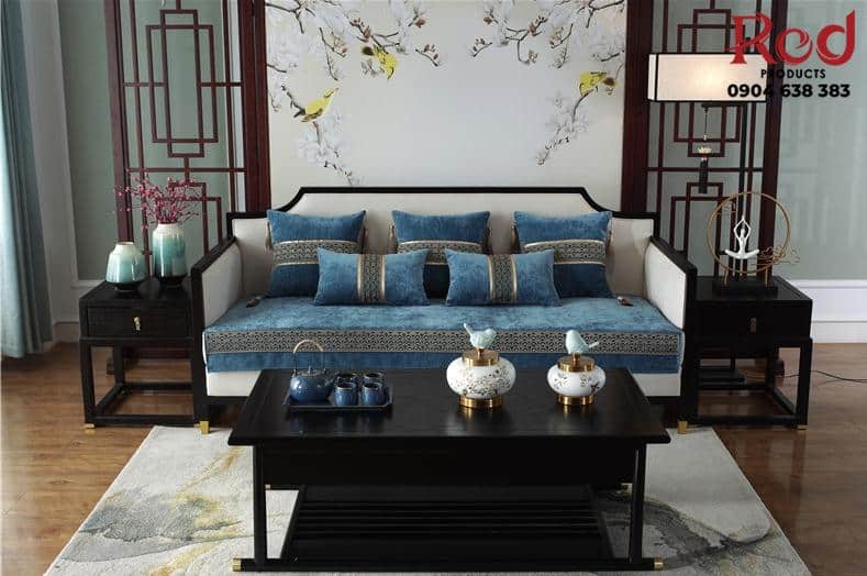 Khăn trải sofa màu xanh họa tiết vân mây HEP02