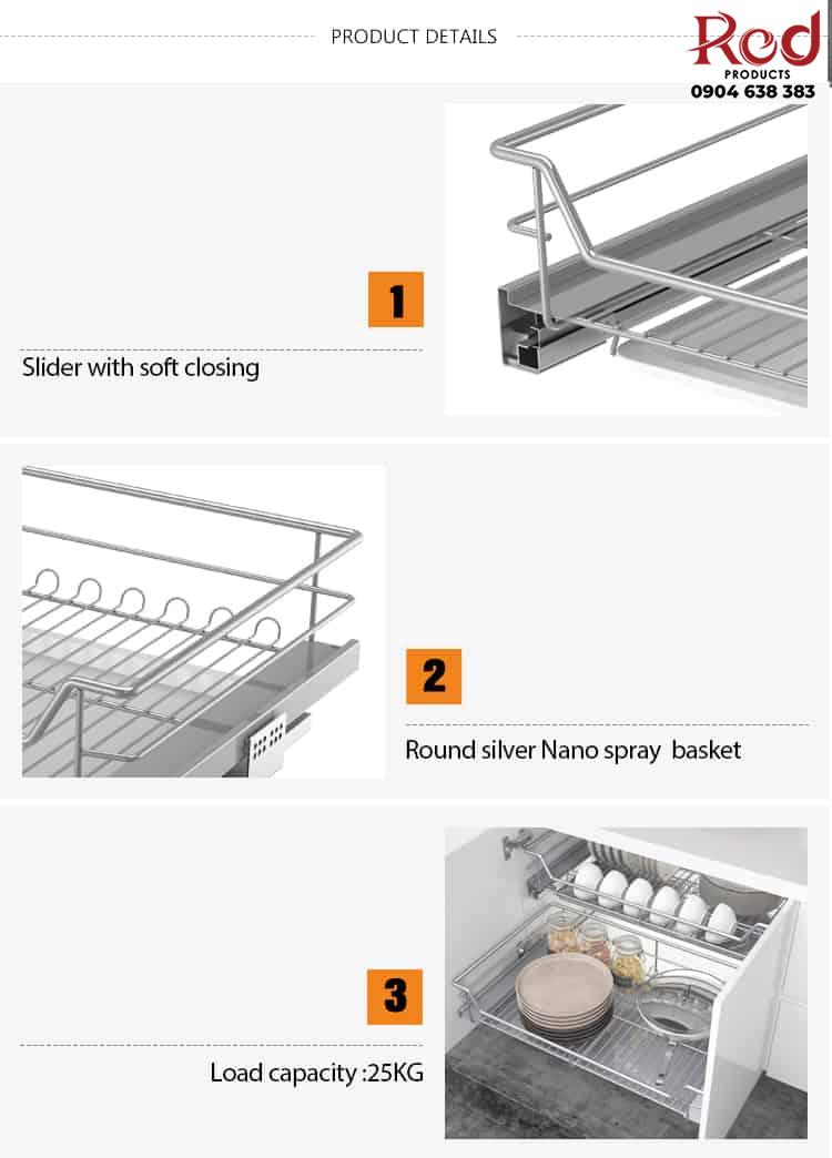 Giá xoong nồi chén bát âm tủ cánh mở Taura CK017 9