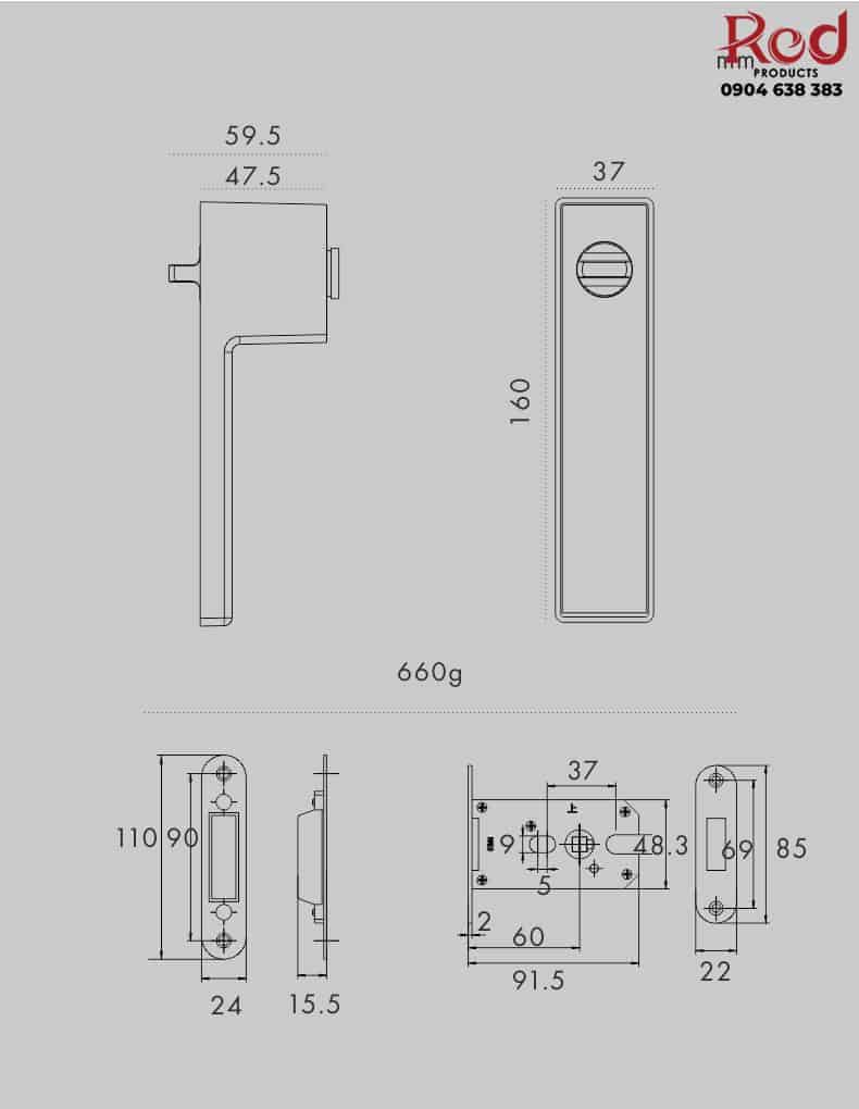 Khoá cửa đồng hiện đại cho phòng tắm KDC1963 9