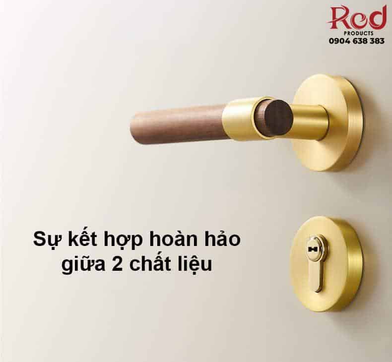 Khóa cửa đồng tay gỗ hiện đại tối giản KDC5244 9