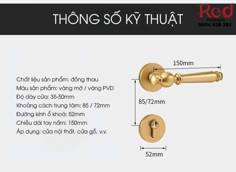 Khoá cửa đồng vàng PVD kiểu Pháp hiện đại BR122-A 14