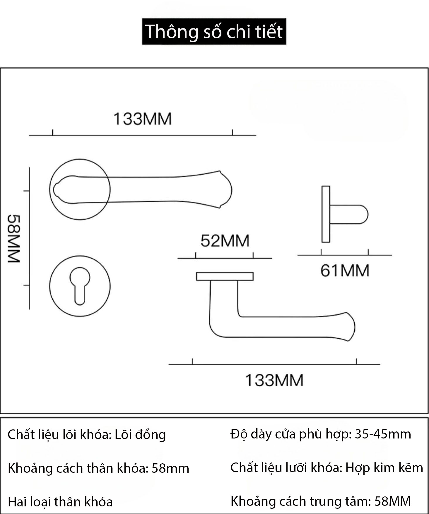 Khóa cửa giảm âm vàng gold sang trọng A7301 11