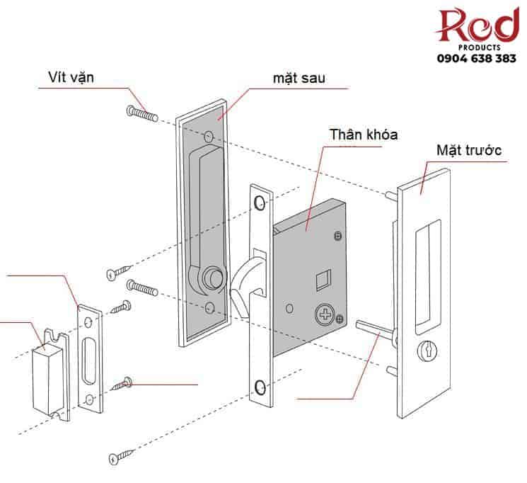 Khóa cửa lùa cửa trượt bằng kẽm góc tròn ZZT8022 25