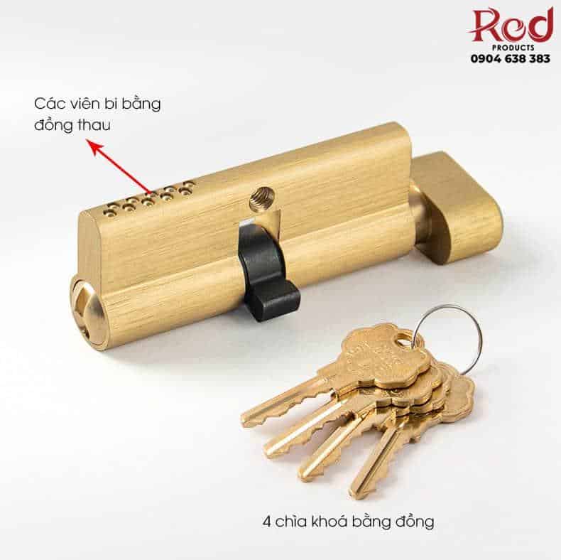 Khóa cửa phòng bằng đồng và gỗ màu đỏ BR5-136A 14