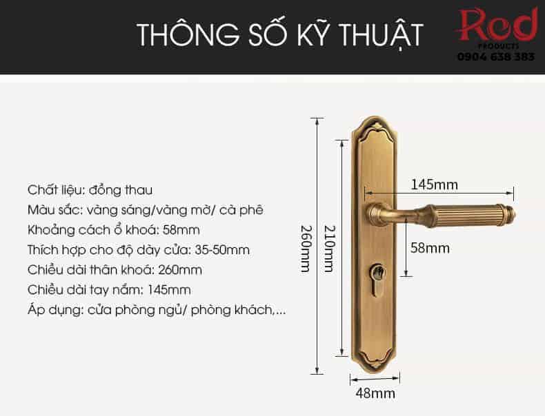 Khoá cửa bằng đồng cổ điển màu cà phê BR20195-C 8