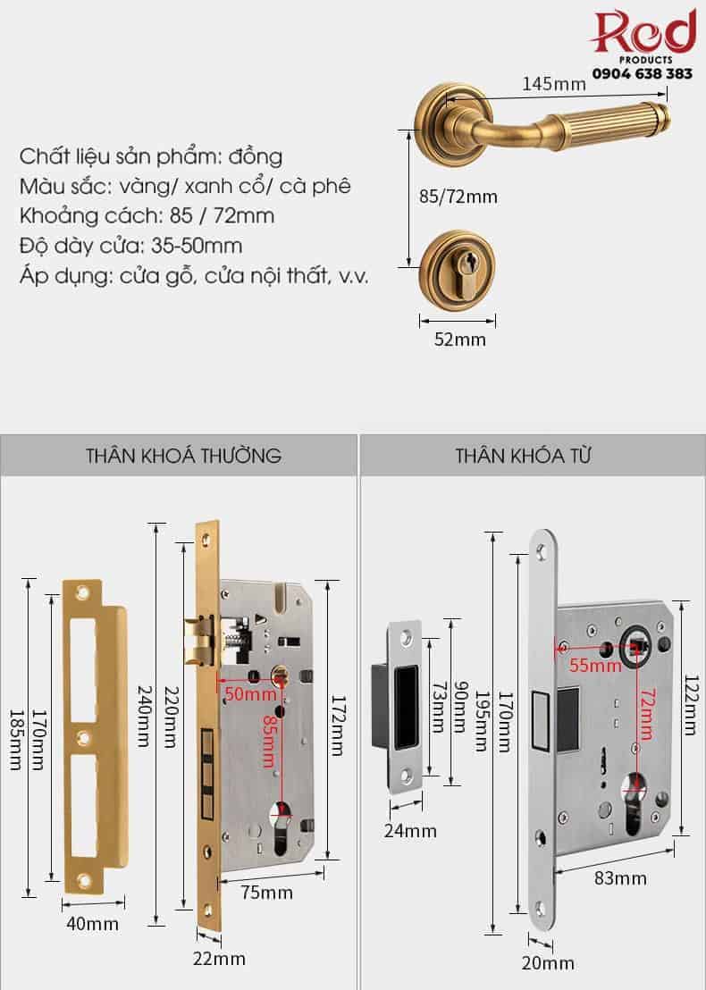 Khoá cửa thông phòng kiểu Pháp màu cà phê BR153-C 10