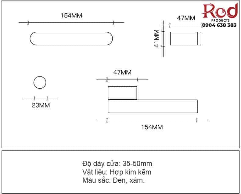 Khoá cửa phòng ngủ bằng hợp kim kẽm hiện đại CAD9820 18