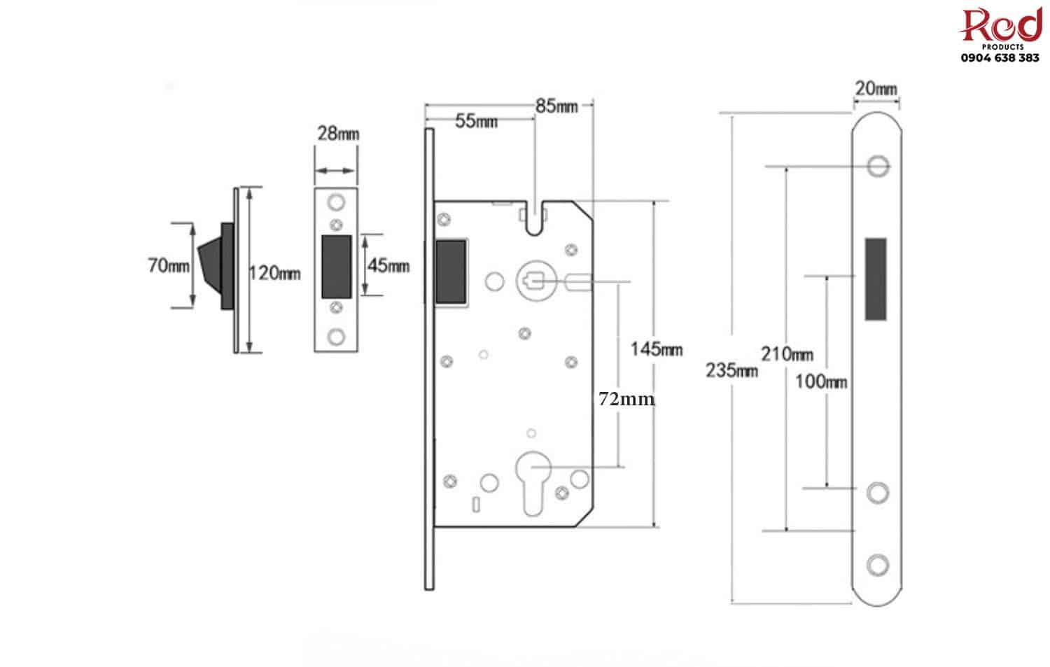 Khóa cửa tay gạt đồng thau nguyên chất RG219 24