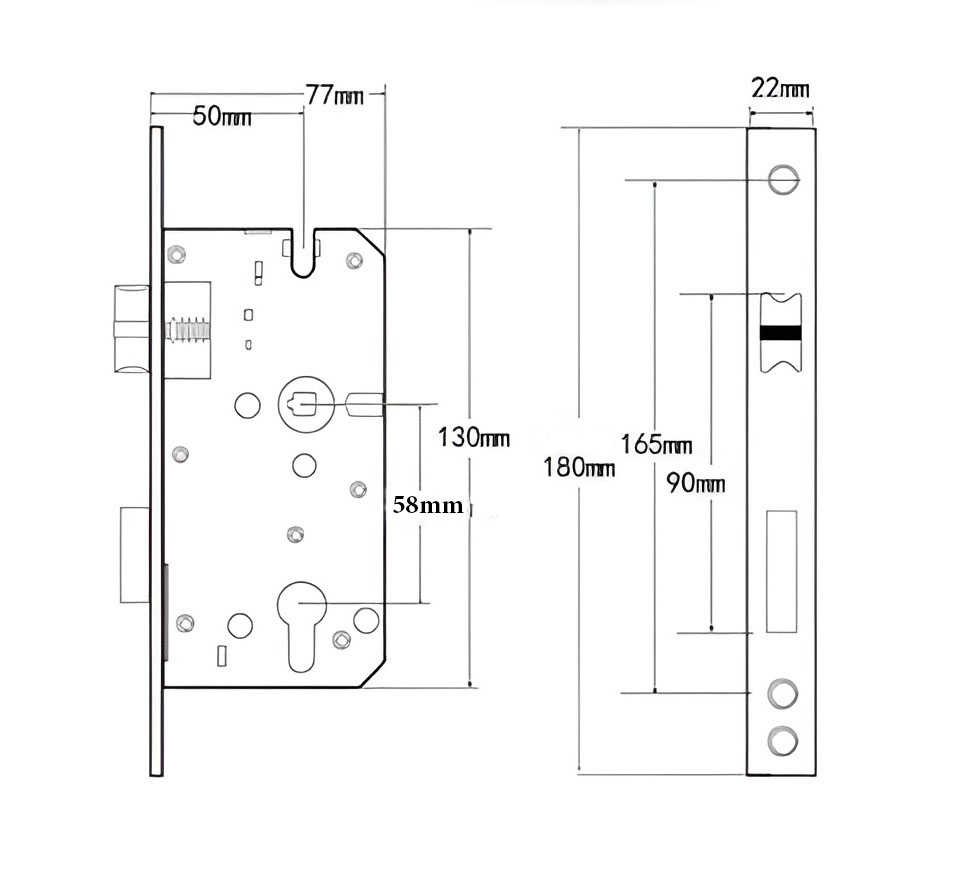 Khóa cửa tay gạt uốn lượn mạ vàng RG962 22