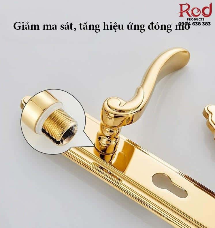 Khóa cửa tay gạt uốn lượn mạ vàng RG962 14