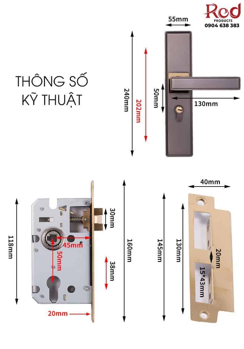 Khóa cửa thông phòng hiện đại hợp kim kẽm G2107 11