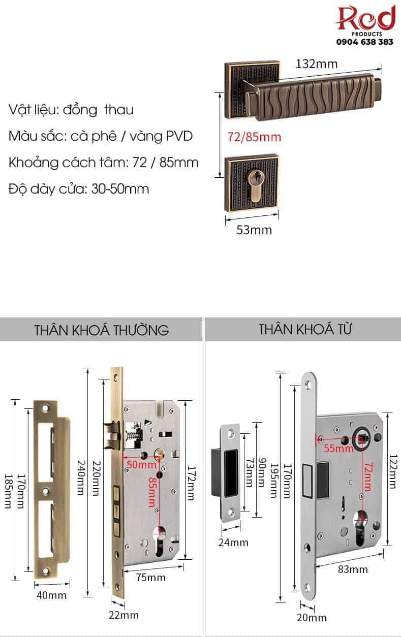 Khoá tay gạt cao cấp bằng đồng màu nâu BR2266 11