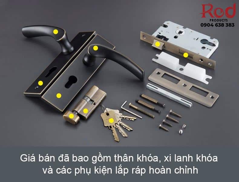 Khóa tay gạt cửa gỗ cổ điển bằng đồng KDC1687 12