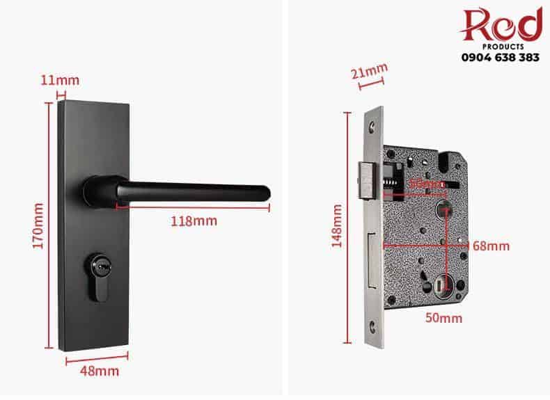 Khóa tay gạt cửa gỗ hợp kim kẽm màu đen DFL8809 8