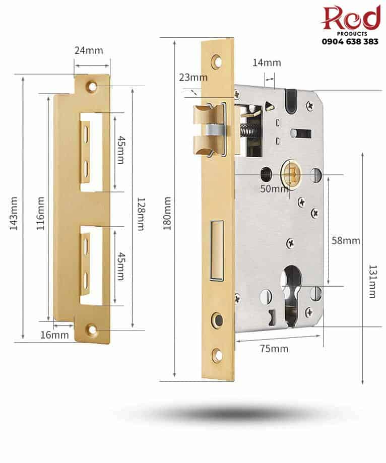 Khóa tay gạt đồng vàng PVD tân cổ điển R8155 11