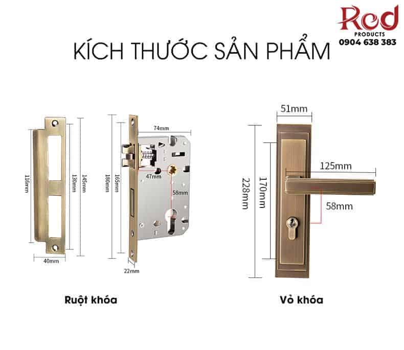 Khóa tay gạt liền khối cao cấp bằng đồng BR51 12