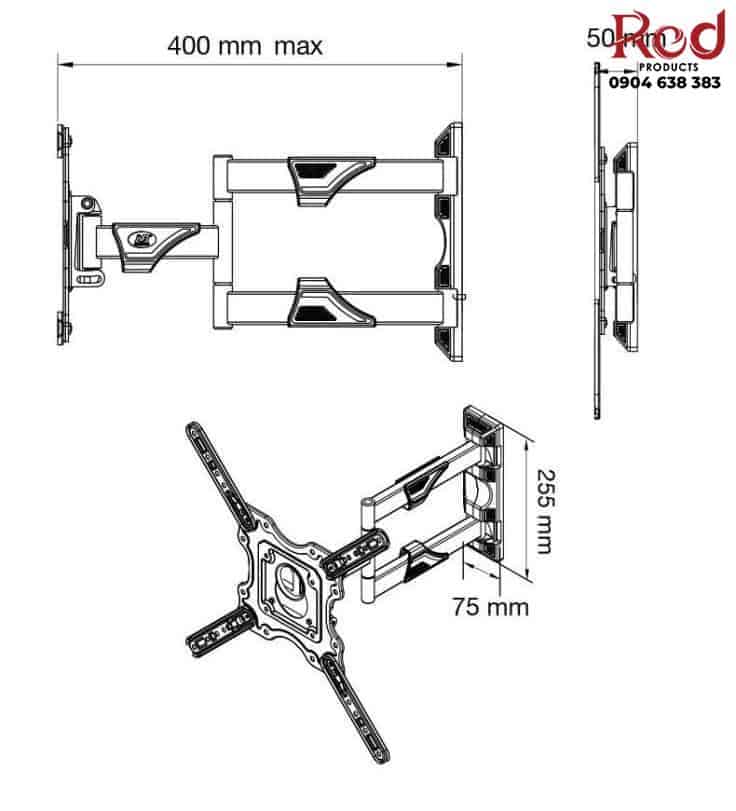 Khung treo Tivi góc xoay 180 độ North Bayou P4 9