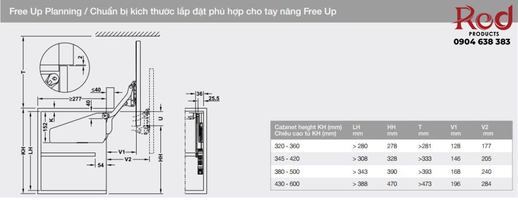 Tay nâng Hafele Free Up FU320-600 3