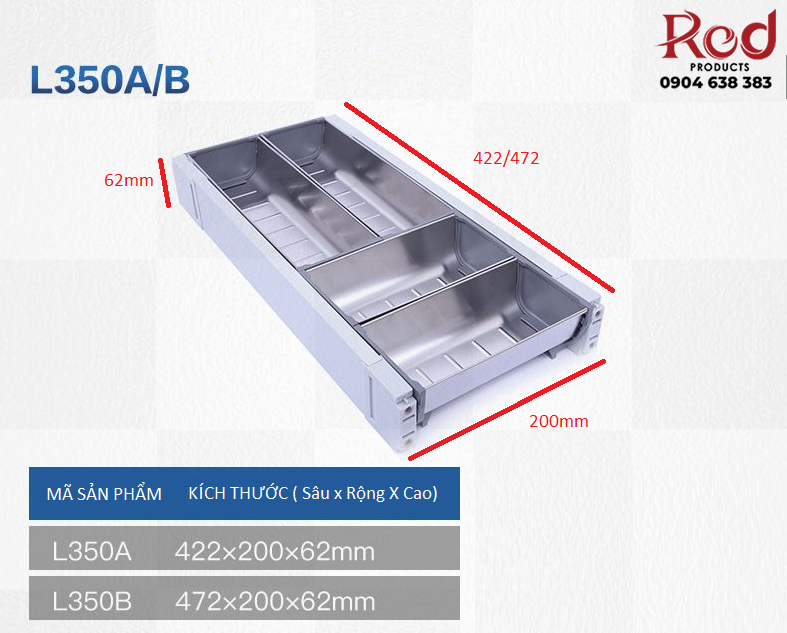 Khay chia muỗng đũa ngăn kéo có nép cao cấp L350AB