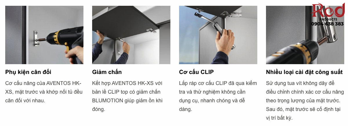 Tay nâng cánh tủ Blum AVENTOS HK-XS 372.95.737 4