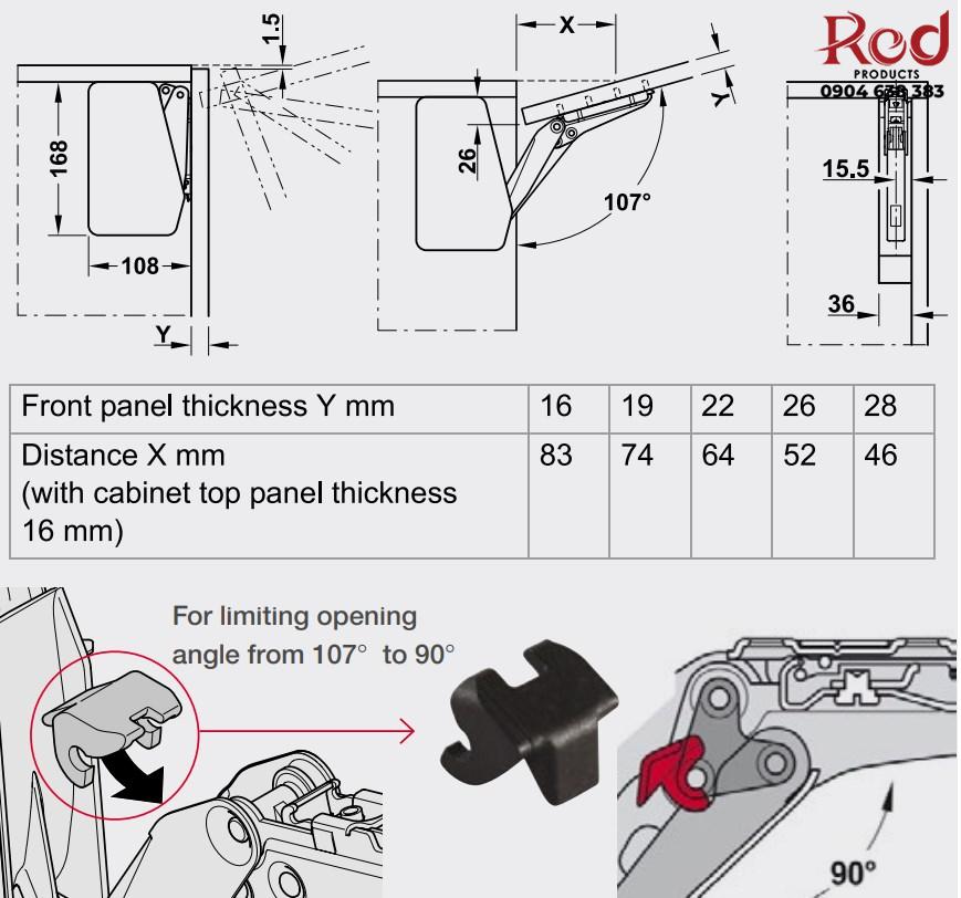 Bộ tay nâng Hafele Free Flap 1.7 ABC 2