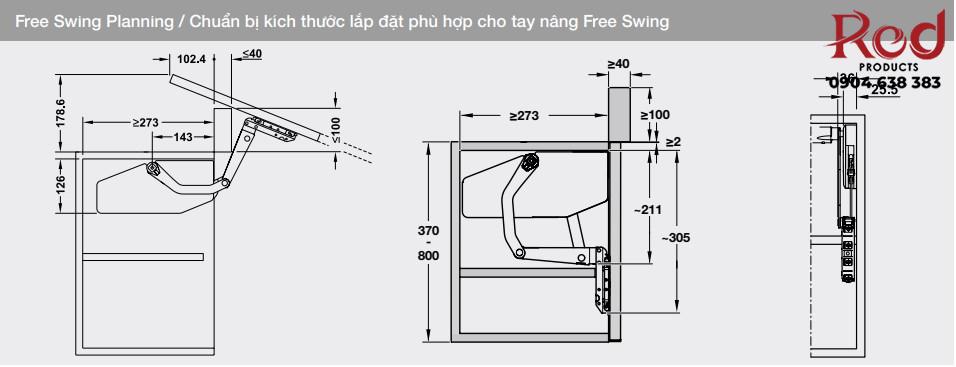 Bộ tay nâng Hafele Free Swing SW493.05 1