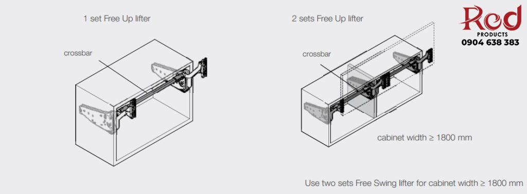 Kích thước lắp đặt Tay nâng Free Up