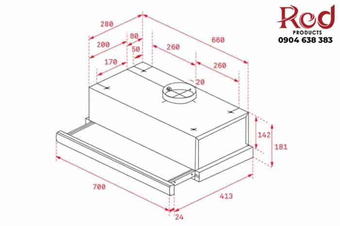 Máy hùi mùi âm tủ kéo rút Teka TLR2 72 SS 3